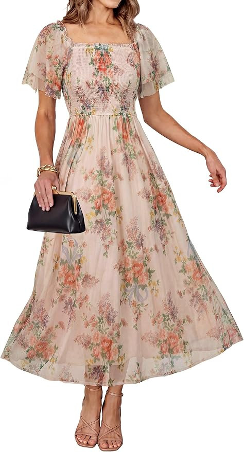 Simplee Womens Floral Maxi Dresses 2026 Summer Boho Wedding Guest Dress | Amazon (US)