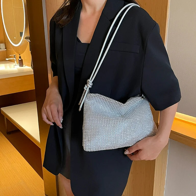 Rhinestones Evening Bag Shiny Dinner Party Wedding Purses Women Shoulder Bag Gifts,Golden | Walmart (US)