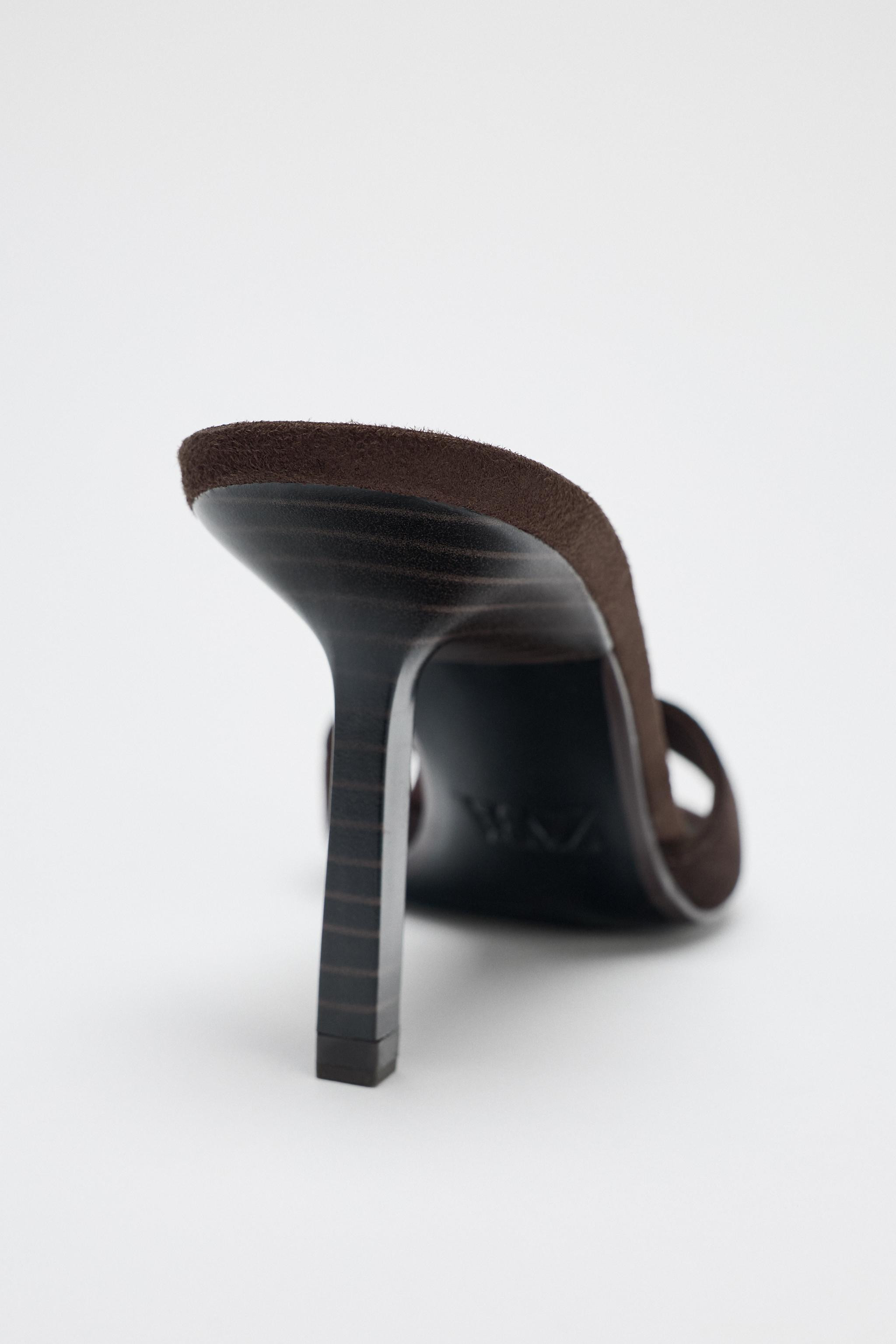 SPLIT LEATHER HEELED SANDALS | Zara Canada