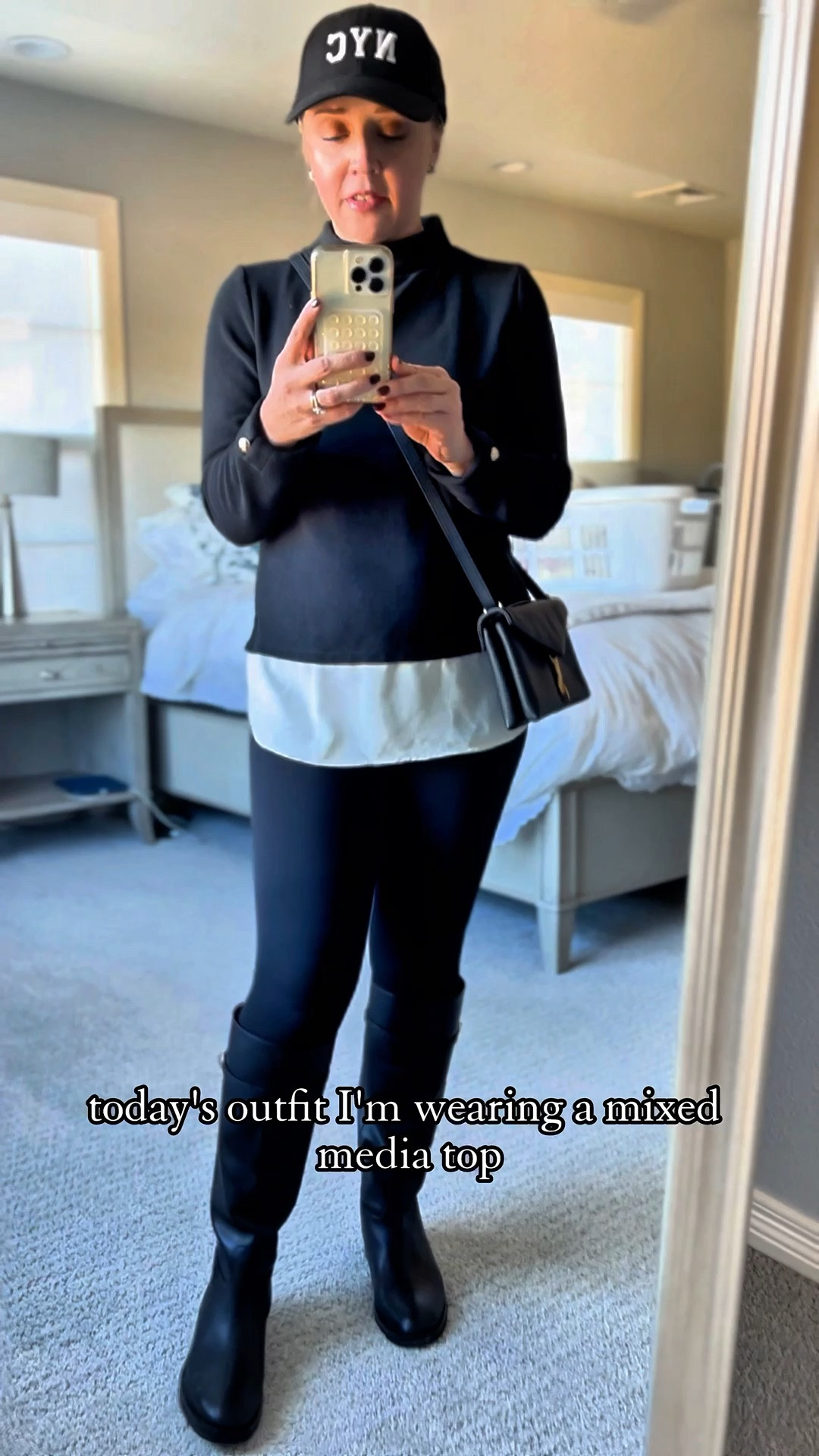 Love this layered mixed media too because the tunic style works with leggings. Boots fit tts. 

Fall outfits, petite outfit, leggings, knee high boots, black bag, crossbody bag, Rebecca Minkoff, riding boots 

#LTKSaleAlert #LTKFindsUnder100 #LTKPetite