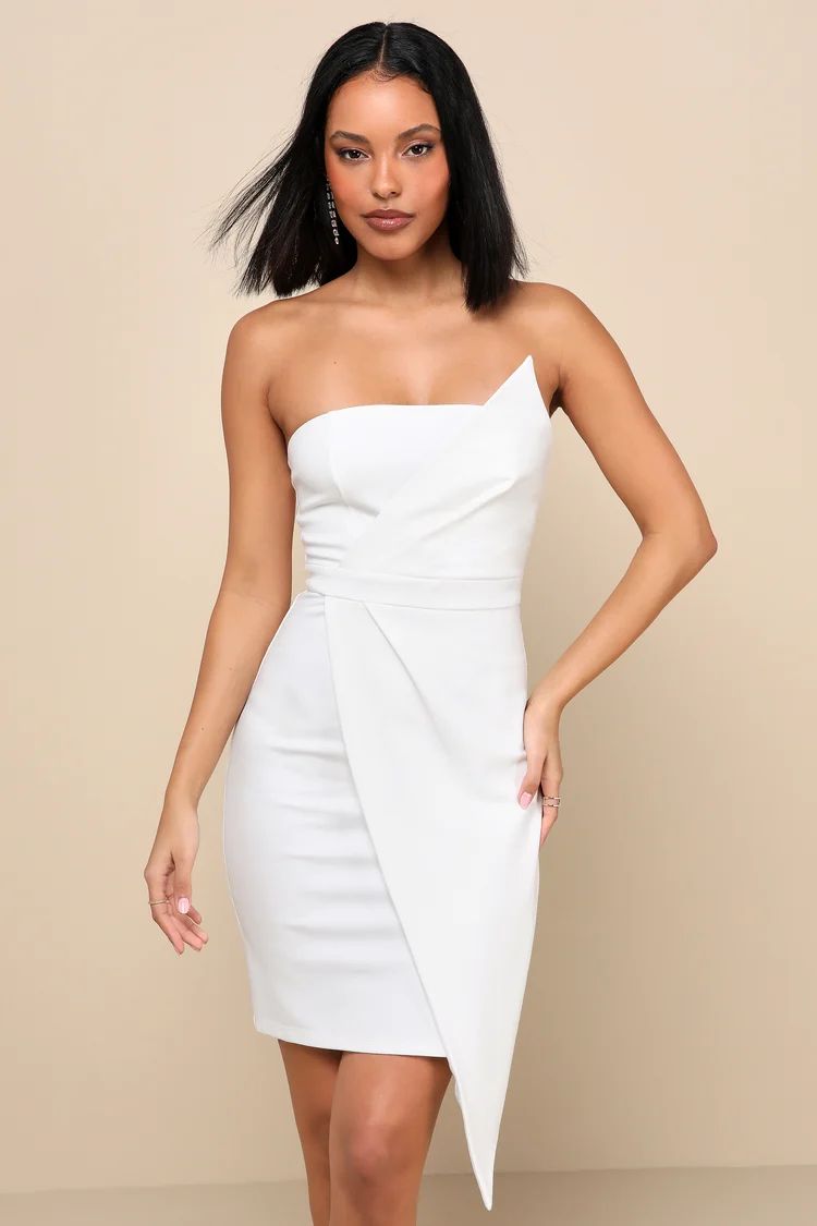 Queen of the City White Strapless Bodycon Dress | Lulus