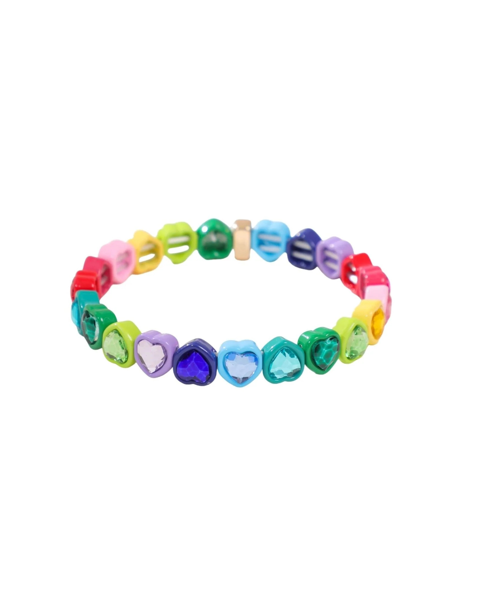 Bracelet - Candy Gem Heart Rainbow | LINNY CO LLC