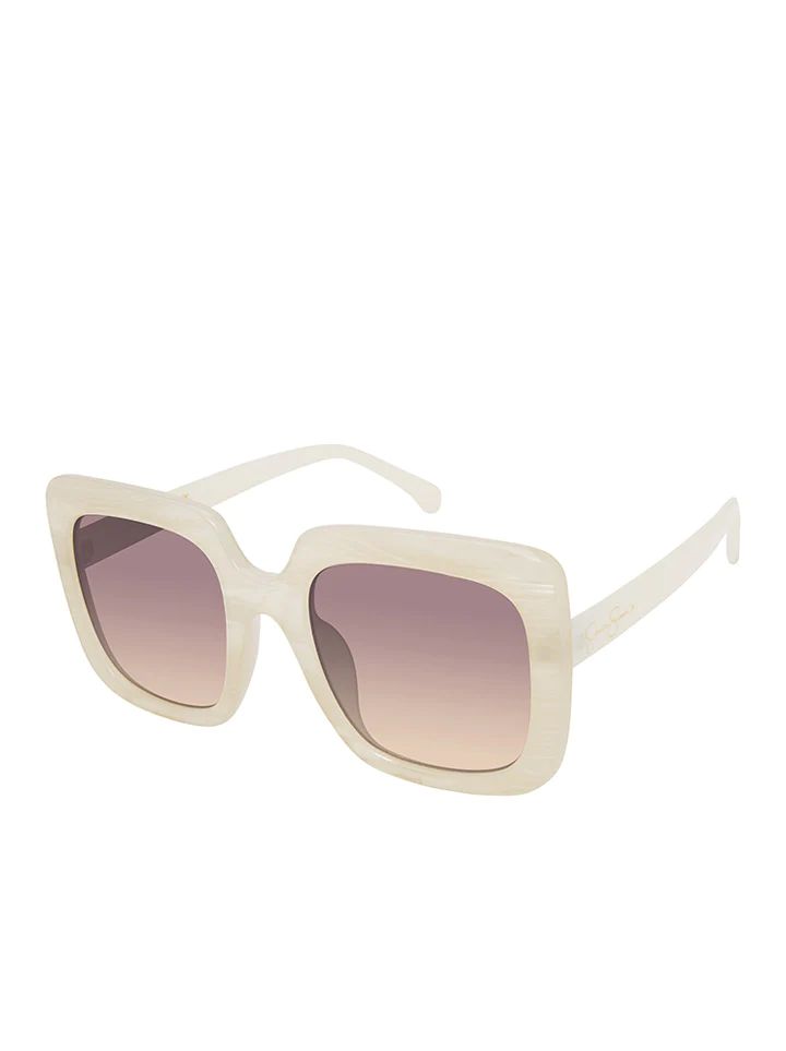 Fashionable Square Sunglasses in Cream Marble | Jessica Simpson E Commerce