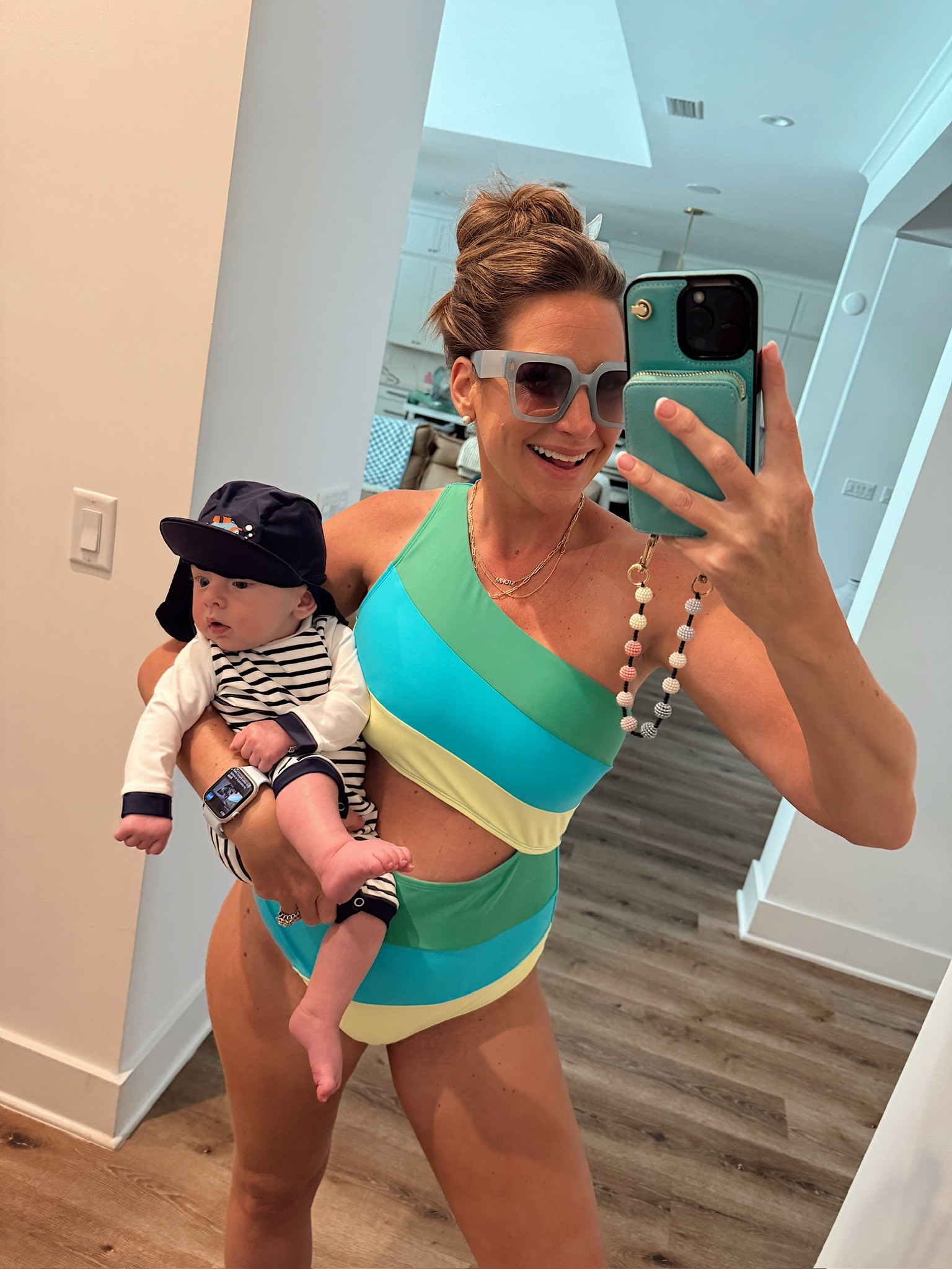 In a large one piece cutout swimsuit but should have done a medium, sunglasses and baby boys  outfit!

#LTKSwim #LTKStyleTip #LTKBaby