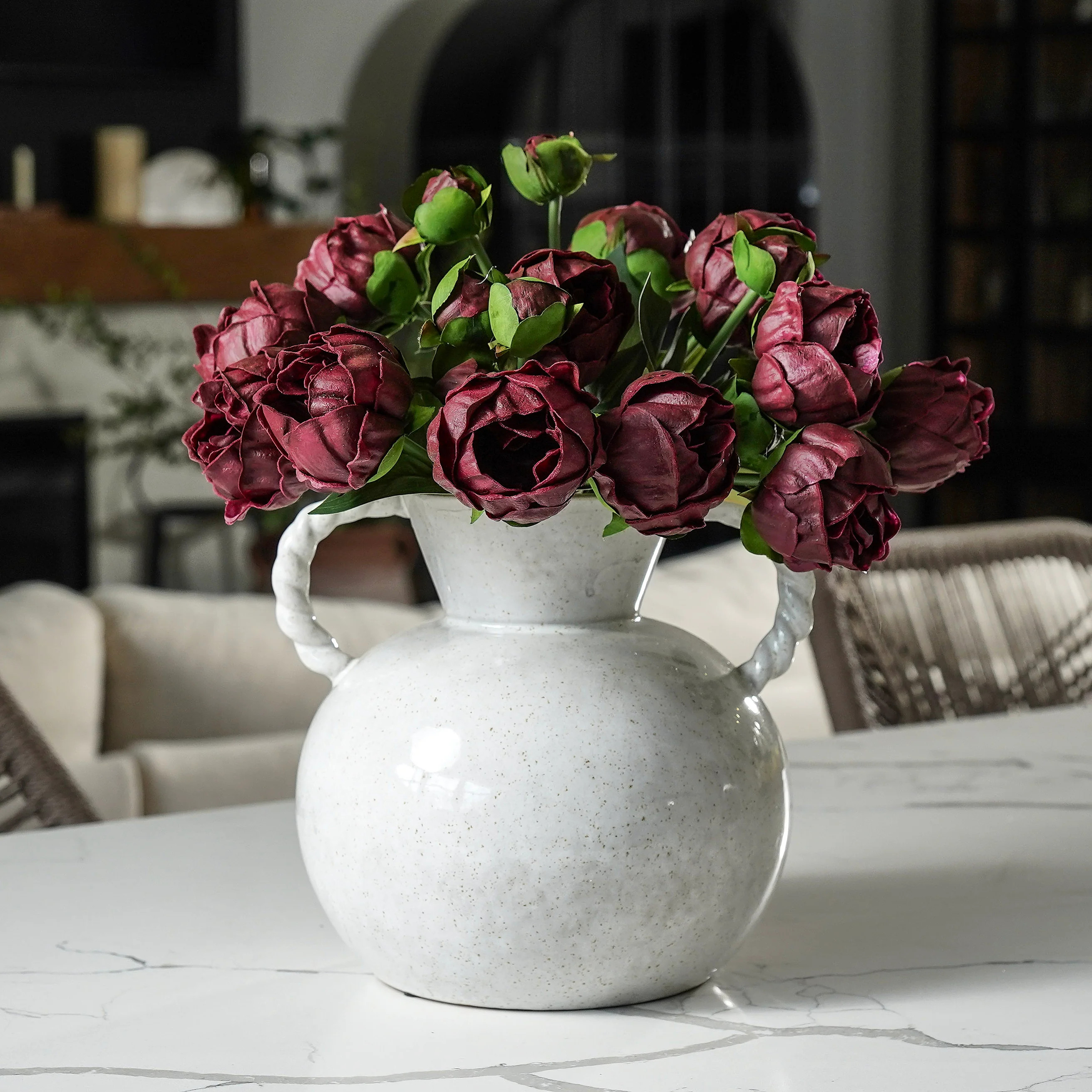 Twisted Handle Stoneware Vase | MJHome