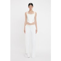Victoria Beckham Side Panel Corset Top In Ivory - Size 6 UK | Victoria Beckham US