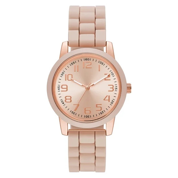 Time & Tru Women's Wristwatch: Rose Gold Case, Blush Bezel, Easy Read Dial, Silicone Strap (FMDOT... | Walmart (US)