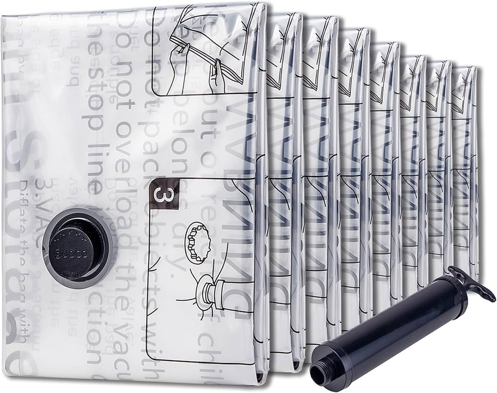 SUOCO 8 Medium Vacuum Storage Bags, Space Saver Bags with Travel Hand Pump, Compression Airtight ... | Amazon (US)