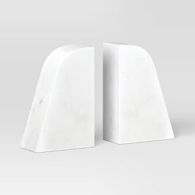 2pc Marble Bookends White - Threshold™: Elegant Support for Books, Sturdy & Easy to Clean | Target
