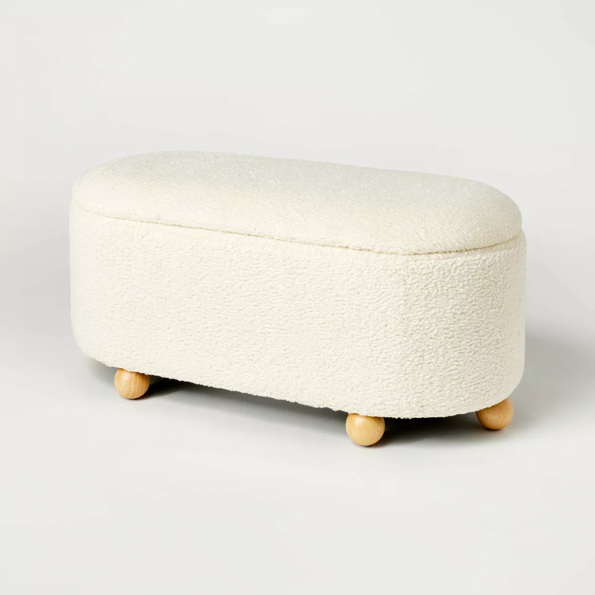 Havenstone Pill Shaped Storage Bench Cream Boucle - Threshold™ designed with Studio McGee: Eleg... | Target