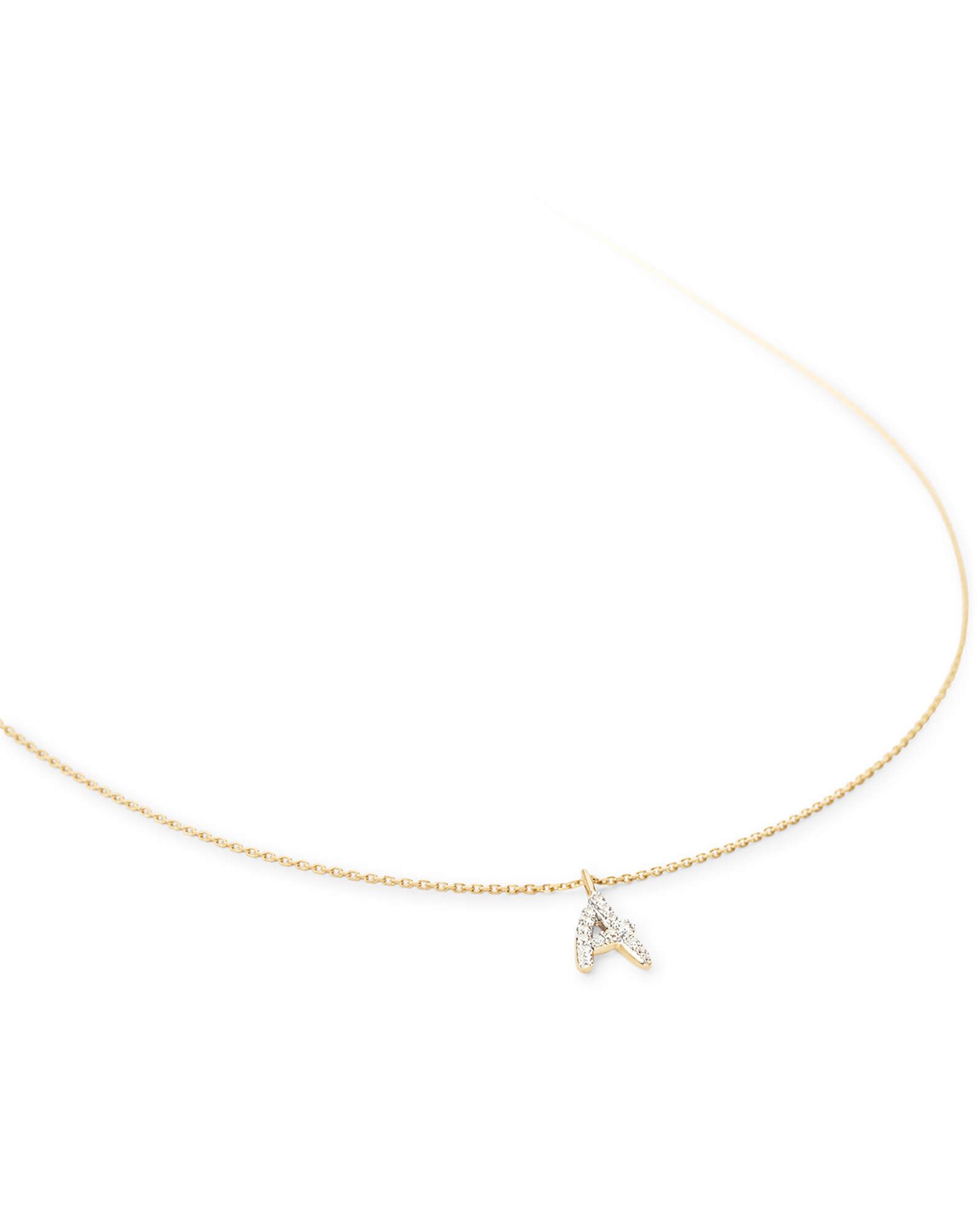 Diamond Letter A Pendant Necklace in 14k Yellow Gold | Kendra Scott