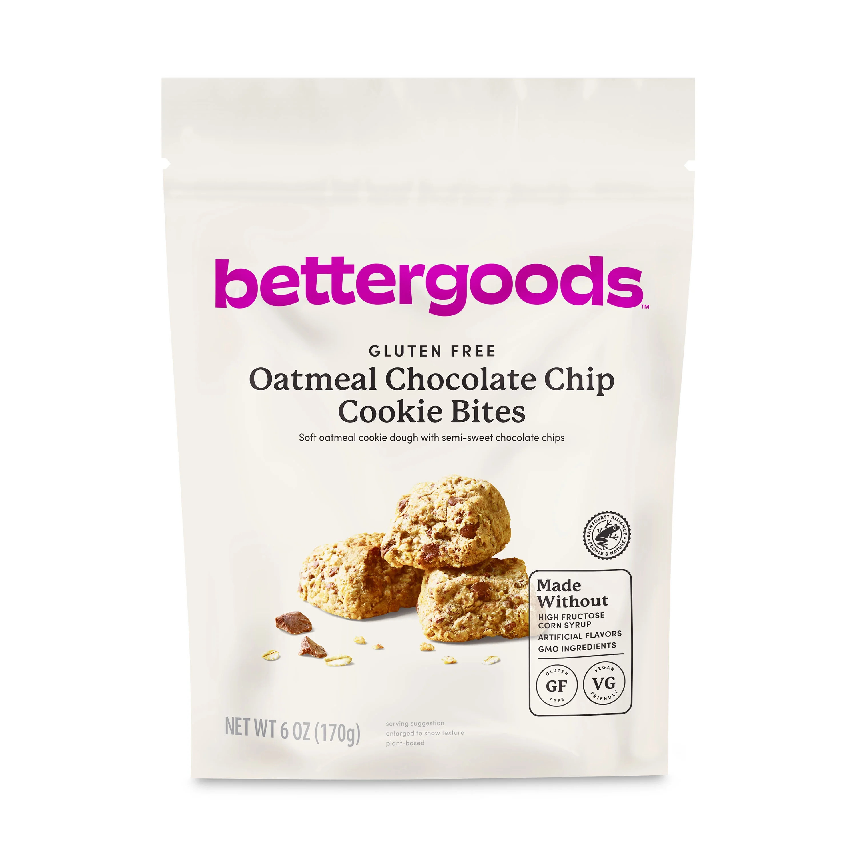 bettergoods Gluten Free Oatmeal Chocolate Chip Cookie Bites, 6 oz | Walmart (US)