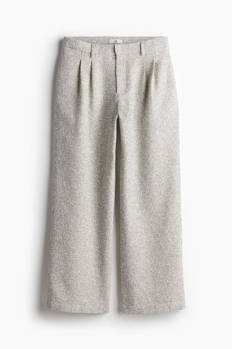 H & M - Relaxed Fit Glittery Textured-Weave Pants - Black | H&M (US + CA)