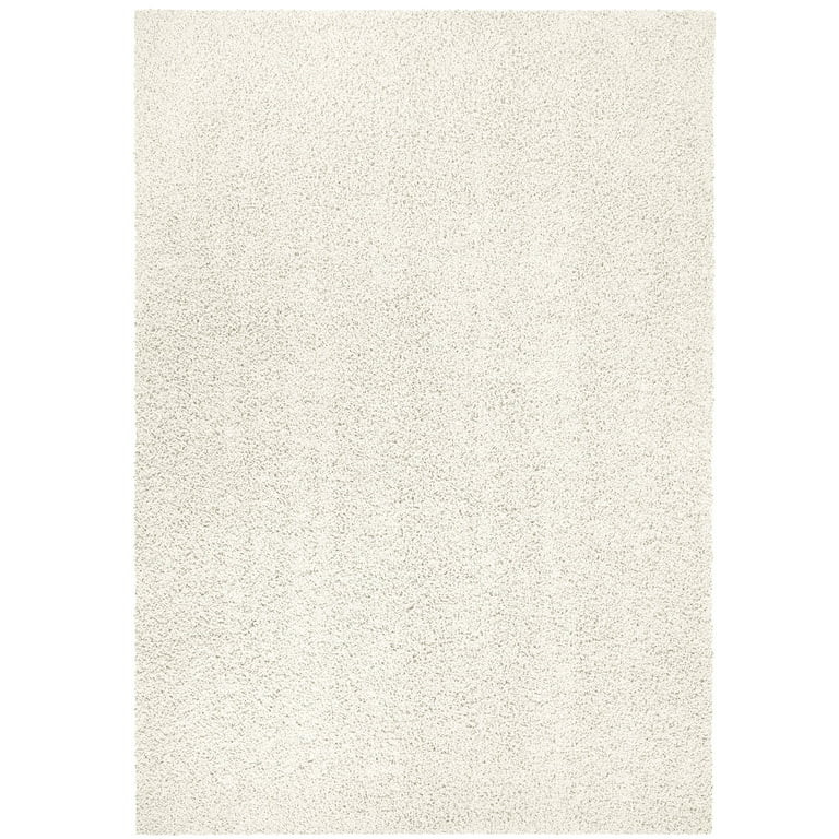Mainstays Traditional Solid Ivory Shag Indoor Area Rug, 5' x 7' | Walmart (US)