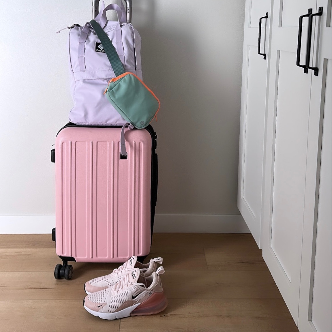 Carryon suitcase
Travel essentials 
Womens Nike air max
Lululemon belt bag


#LTKtravel