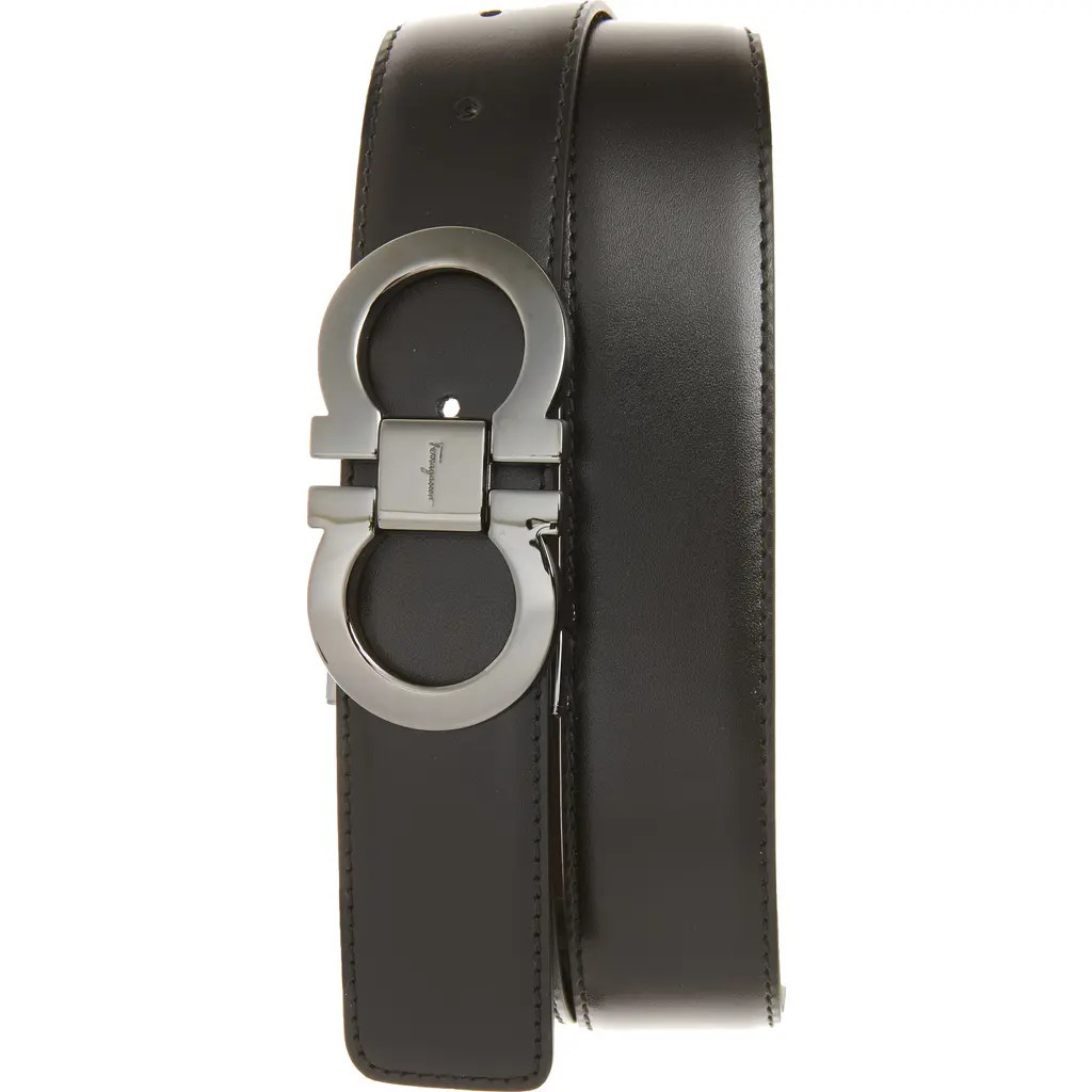 FERRAGAMO Reversible Leather Belt in Black/Auburn at Nordstrom, Size 95 Cm | Nordstrom