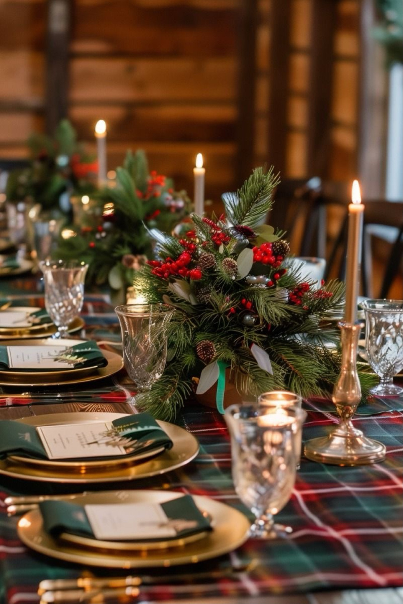 Tartan tablecloth classic Christmas dinner table settings. This one is a timeless favorite. Use a tartan red and green tablecloth and napkins, and a mix of red and green ornaments as centerpieces. Add some candles and gold ribbon accents to complete the look. It’s simple, traditional, and always festive.

#LTKHome #LTKHoliday #LTKSeasonal