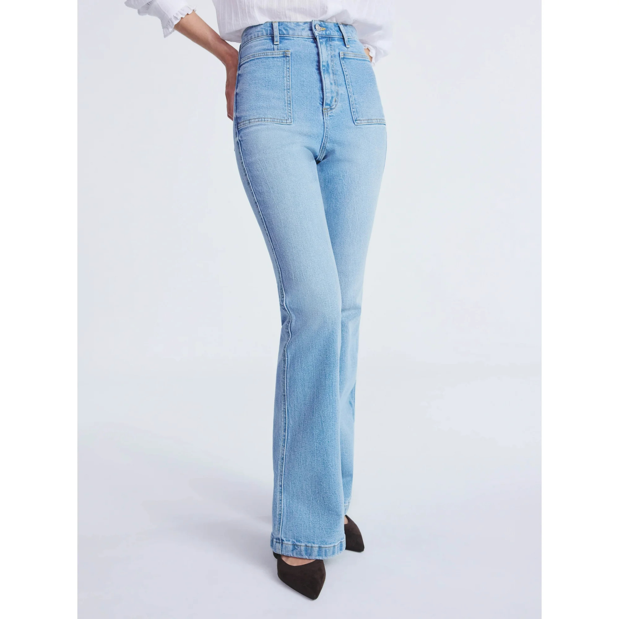 Scoop Women's High Rise Denim Trousers with Patch Pockets, Sizes 0-20 - Walmart.com | Walmart (US)