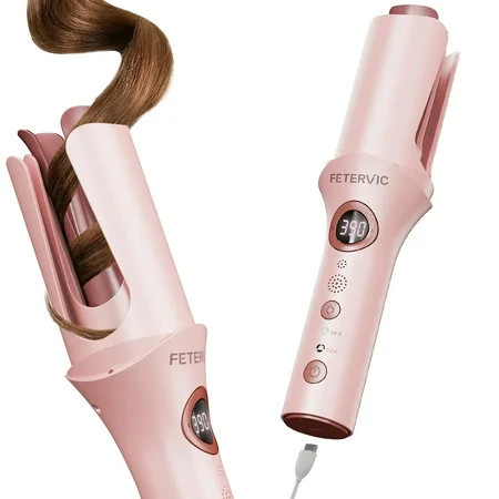 FETERVIC Cordless Automatic Curling Iron – Hair Curler with 28mm & 32mm Interchangeable Barrel 5200mAh Rechargeable Auto Curling Wand with Beep Timer Portable Curling Iron for Travel Home | Walmart (US)