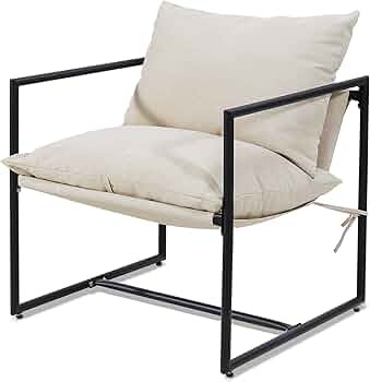 Kromax Modern Accent Chair with Armrest, Cozy Living Room Chairs, Square Metal Frame, Upholstered... | Amazon (US)