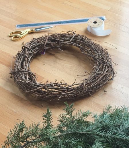 Easy DIY wreath—used the branches we cut off the bottom of our Christmas tree, but you could always pick up some at your local craft or floral store too. Super easy to make, just push the branches in all the way around the wreath and top it off with a bow—really love velvet and chiffon right now.

Christmas wreath, holiday decor, holiday wreath, Christmas decor, velvet ribbon, satin ribbon, gold scissors, Amazon, Walmart, Target, Michael’s, holiday crafts, diy project

#LTKfindsunder50 #LTKHoliday #LTKhome