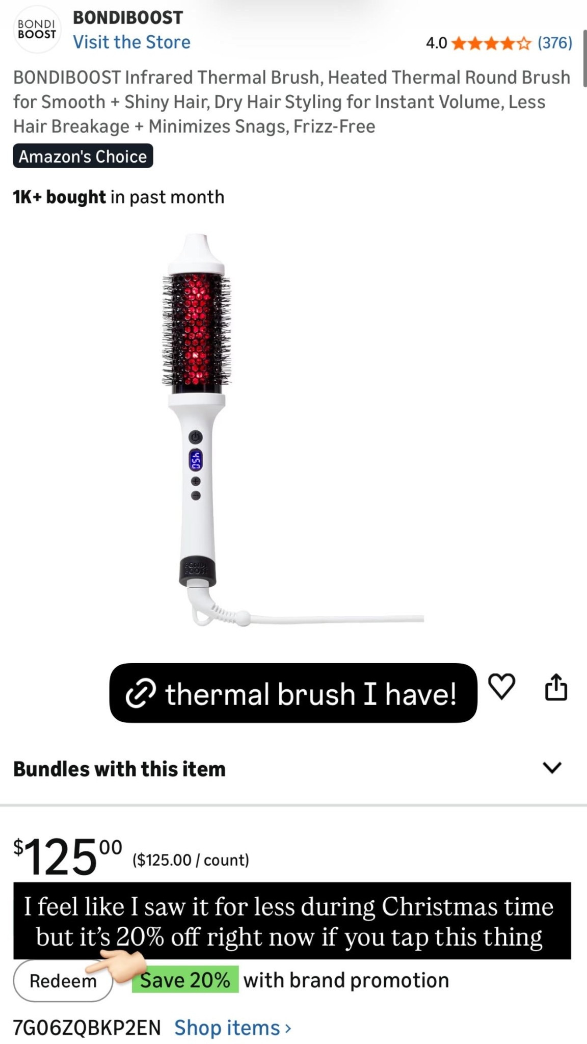 I feel like I saw it for less during Christmas time but it’s 20% off right now if you tap this thing 👈🏻