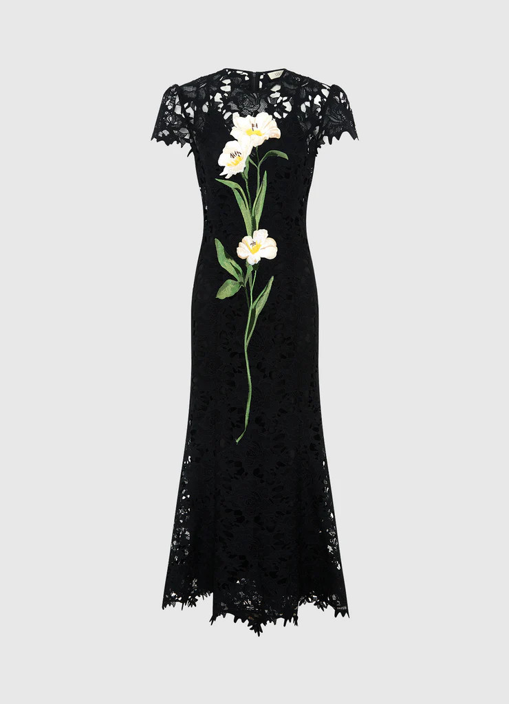 Monique Embroidered Lace Maxi Dress - Ebony | LEO LIN