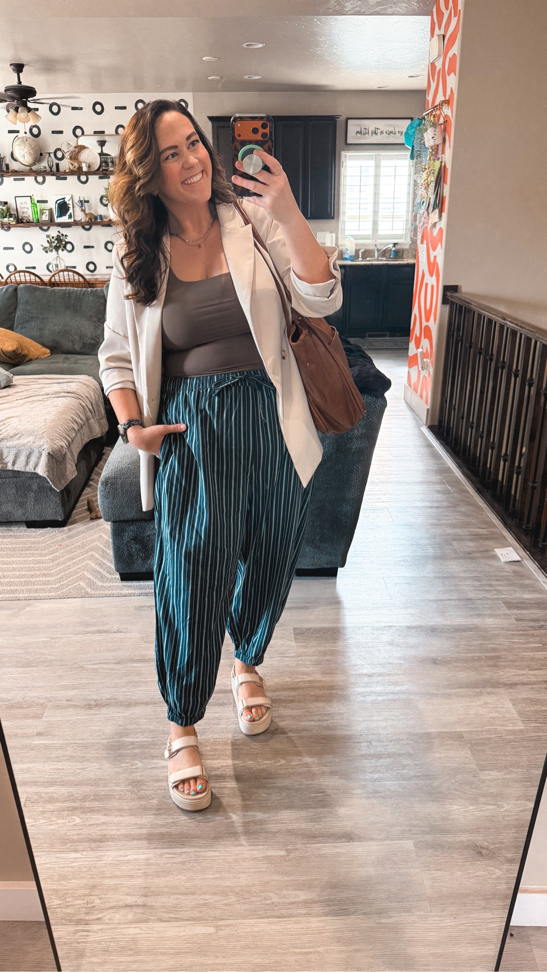 The comfy work pants from my day in the life are finally here and they did NOT disappoint 😂 Teal stripe + white blazer + tank combo is the “I have back to back meetings and zero time to think” outfit of the summer! 💃🏻

Bra 38DD XL @Shapermint 
Undies XXL @Lane Bryant 
Pants XL 
Tank XL 
Blazer XL

Size 14/16 | L/XL | 5’9

comfy work pants midsize, old navy pants size 14, teal stripe pants outfit, white blazer outfit midsize, working mom office style, size 14/16 work outfit, corporate but comfy summer, amazon blazer midsize, old navy midsize review, summer work outfit size 14

#LTKWorkwear #LTKTall #LTKMidsize