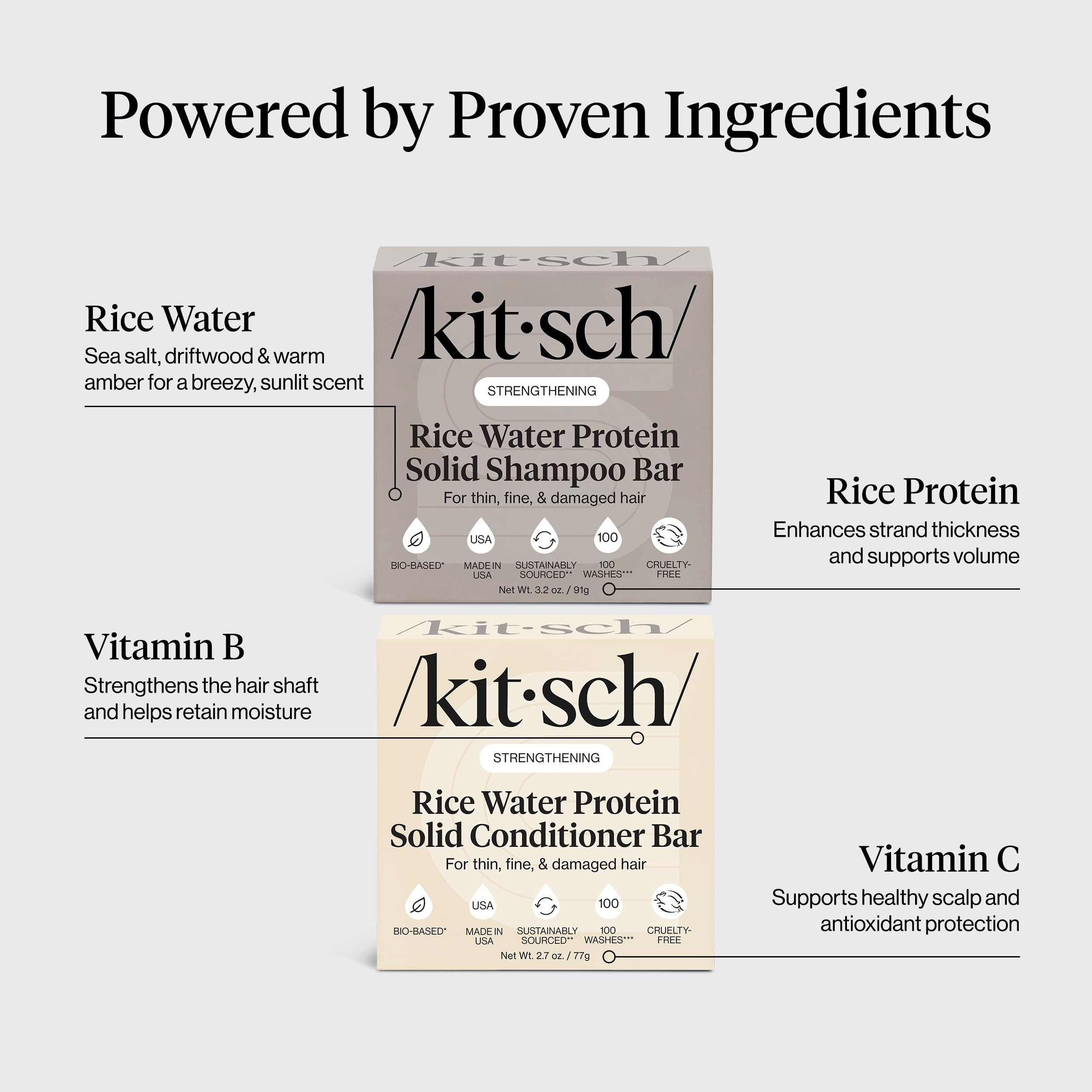 Kitsch Rice Water Protein Solid Shampoo and Conditioner Set for Hair Growth – Strengthening Hai... | Amazon (US)