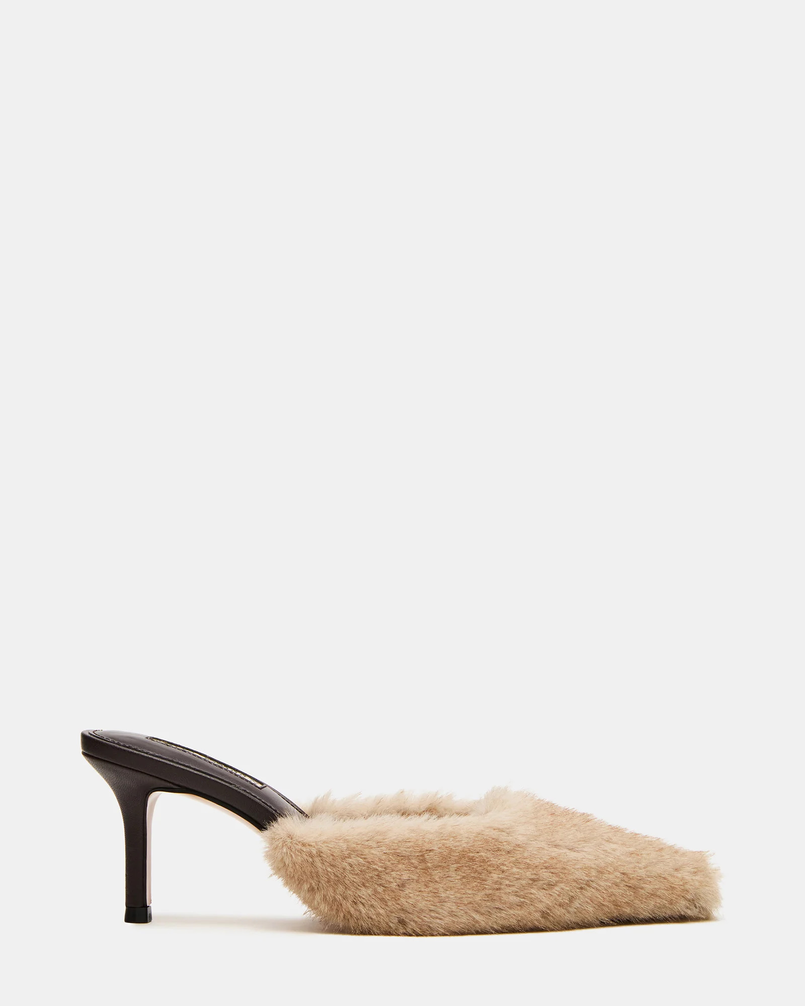 ALEXI Faux Fur Tan Pointed-Toe Mule Women's Heel | Steve Madden (US)