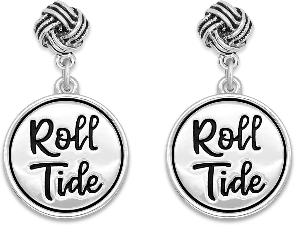 Alabama Crimson Tide Roll Tide Silver Twist and Shout Earrings Jewelry Gift UA | Amazon (US)