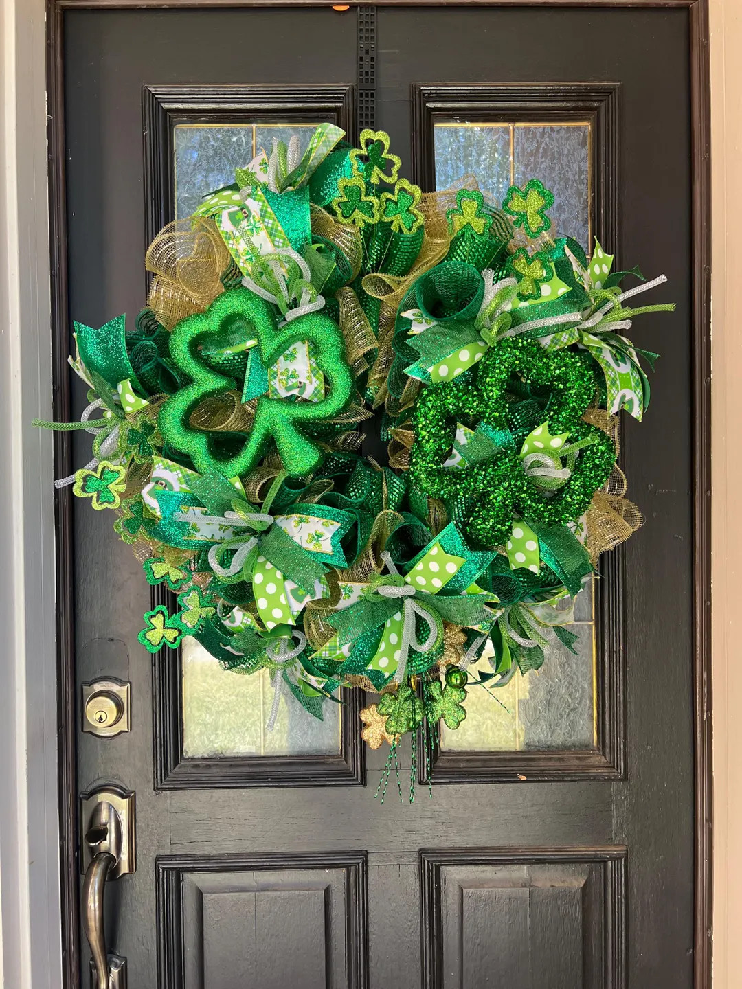 St Patrick's Day Wreath: Green & Gold Shamrock Door Decor - Etsy | Etsy (US)
