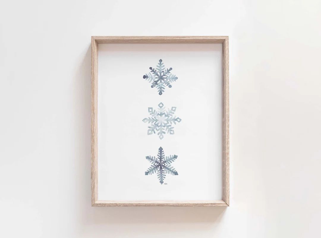 Watercolor Snowflake Print Winter Wall Decor Snowflake Wall - Etsy | Etsy (US)