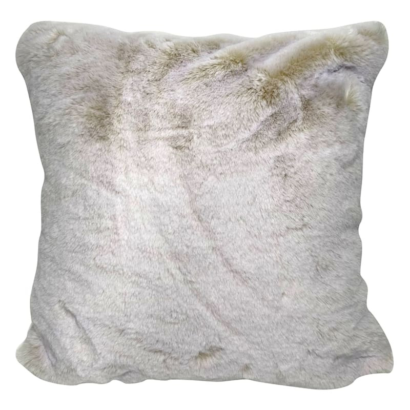 Ivory Luxury Chinchilla Faux Fur Throw Pillow, 18" | At Home