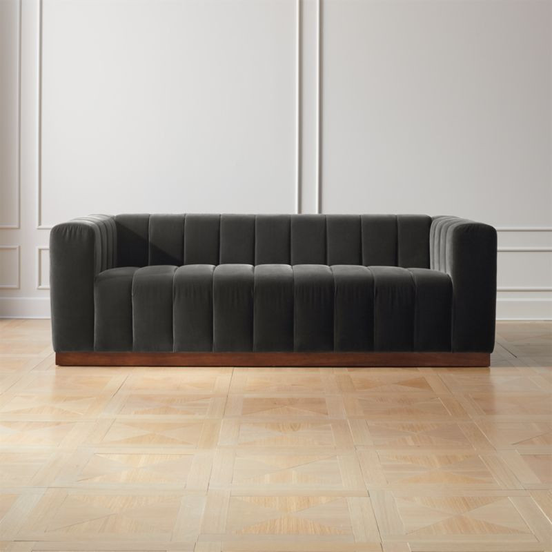 Forte Channeled Charcoal Velvet Sofa + Reviews | CB2 | CB2