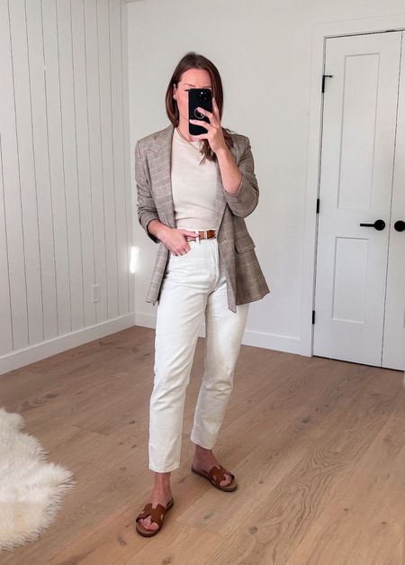 This outfit gives an “old money” vibe with the neutral plaid blazer, ivory cashmere top, off-white jeans, and touches of brown. Shop everything you need to achieve this look below!

women's fashion, trending outfit, trending fashion, outfit ideas, women's spring outfit, spring fashion

#LTKstyletip #LTKSeasonal