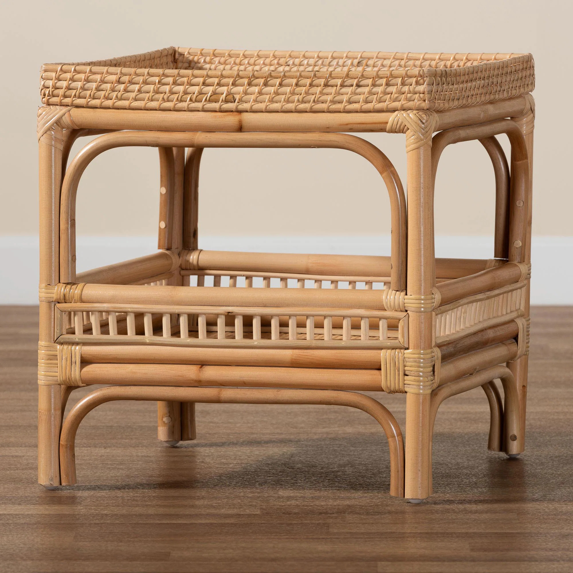 Bartolome Bali & Pari Lombok Modern Bohemian Natural Rattan End Table | Wayfair North America