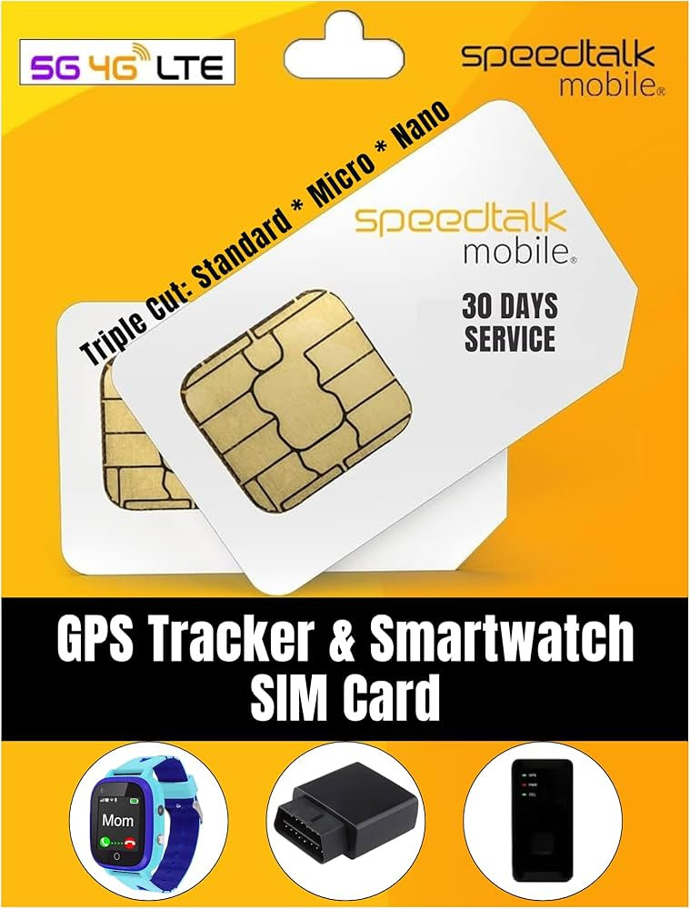 SpeedTalk Mobile $5 Prepaid GSM Sim Card for GPS Tracking Pet Senior Kid Child Car Smart Watch De... | Amazon (US)