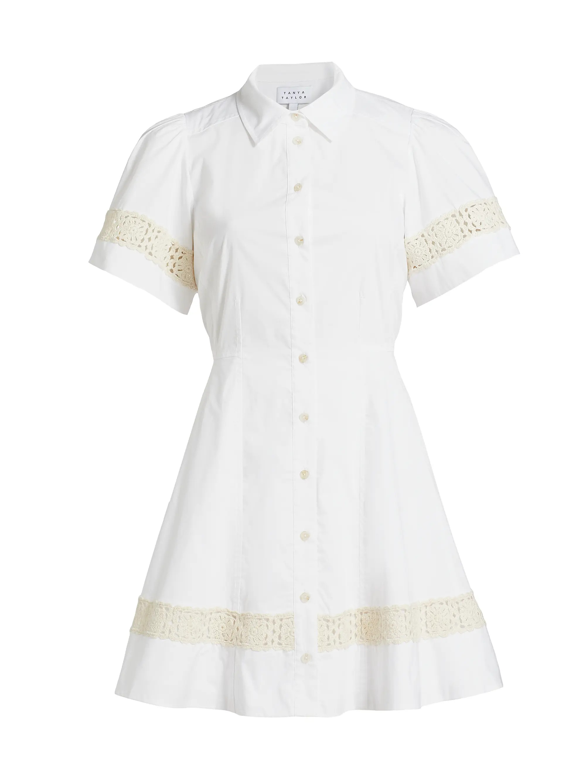 Corinne Crochet-Trim Mini Shirtdress | Saks Fifth Avenue