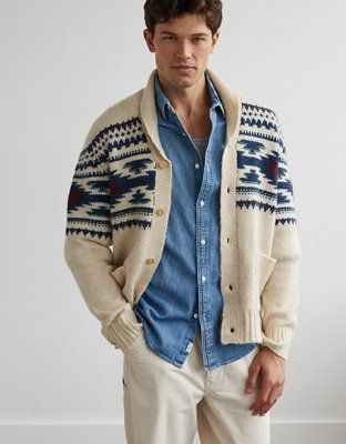 AE Printed Shawl Cardigan Sweater | American Eagle Outfitters (US & CA)