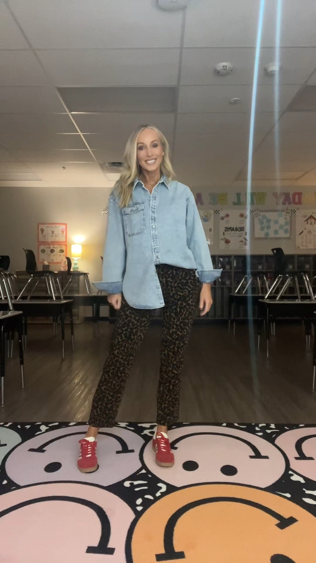 #teacherootd #ootd #adidasgazelle #denimshirt