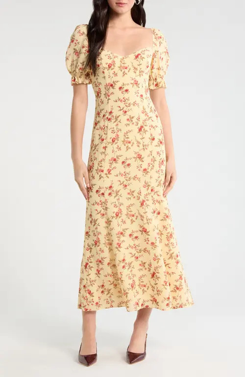 Reformation Gloria Floral Puff Sleeve Dress in Wistful at Nordstrom, Size 0 | Nordstrom