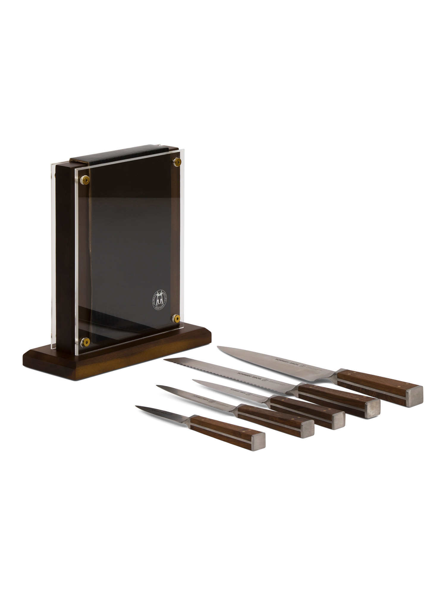 6pc German Stainless Steel Walnut Handle Knife Block Set | TJ Maxx