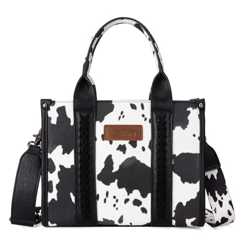Wrangler Cow Print Tote Bag for Women Western Purse Boho Top Handle Satchel Handbag with Guitar Strap Gift Black, XY WG133-8120SBK | Amazon (US)