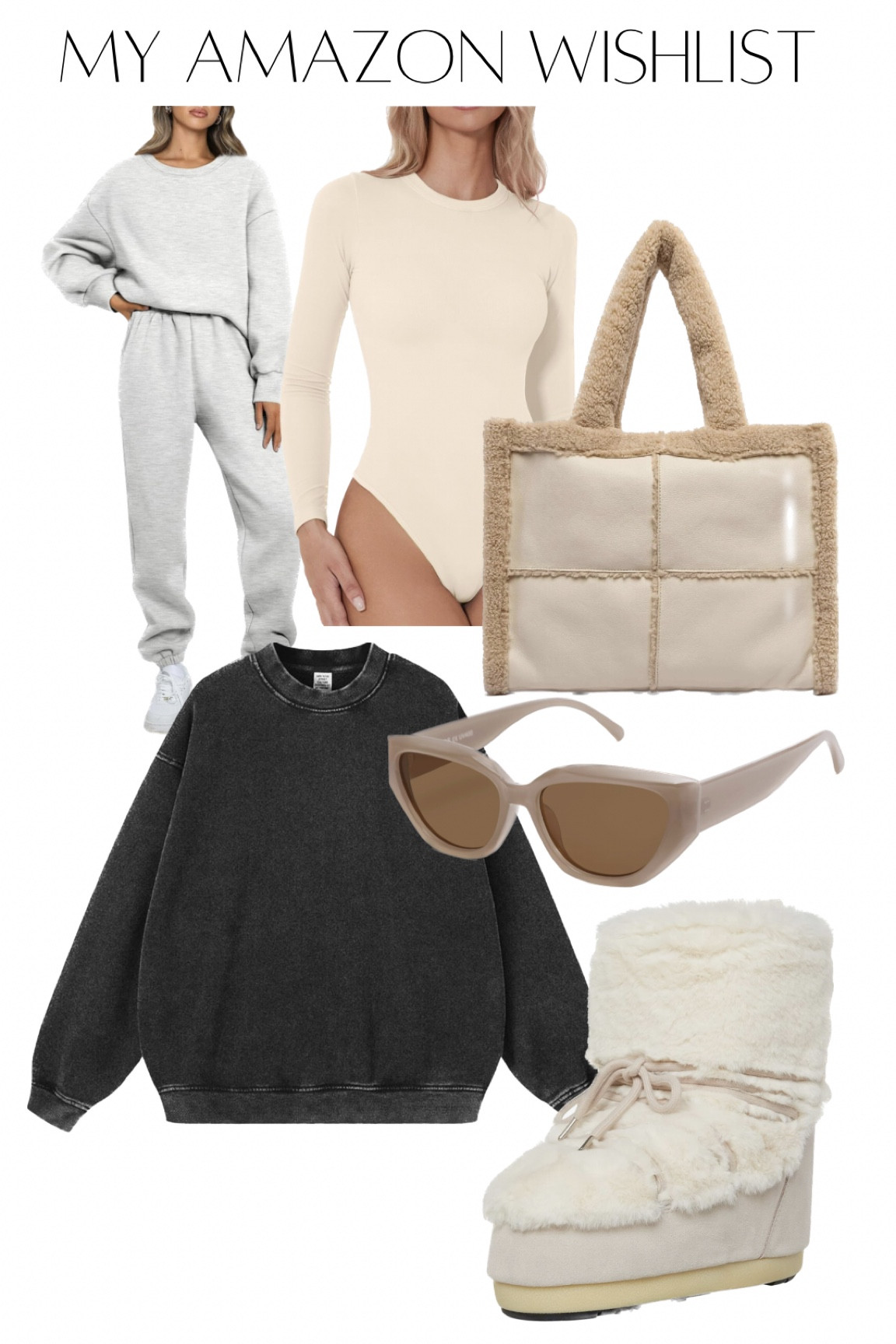 Amazon finds, Amazon fashion, lounge set, oversized sweatshirt, snow boots, tote bag, sunglasses, bodysuit 

#LTKfindsunder50 #LTKfindsunder100