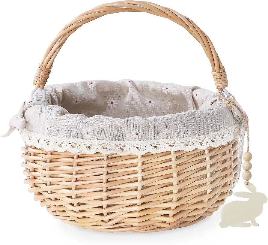 Easter Baskets for Kids, Large Personalized Wicker Easter Basket Empty with Handle, Basket Tags, ... | Amazon (US)