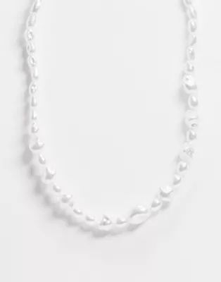 ASOS DESIGN necklace with faux pearl in gold tone | ASOS (Global)