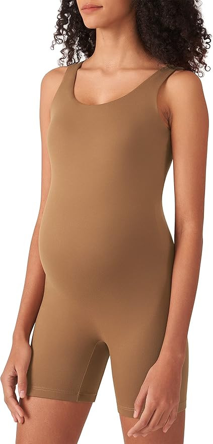 POSHDIVAH Women's Maternity Bodysuit Pregnancy Shapewear Double Lined Sleeveless Tank Top Shorts ... | Amazon (US)
