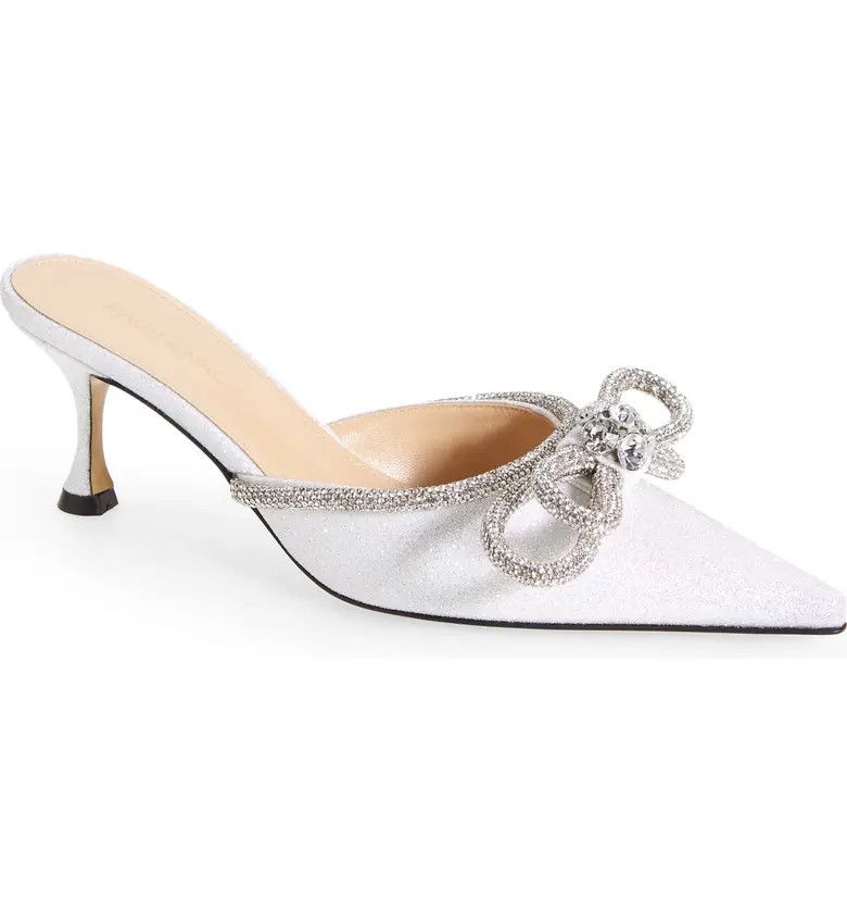 Mach & Mach Glitter Double Crystal Bow Pointed Toe Mule (Women) | Nordstrom | Nordstrom