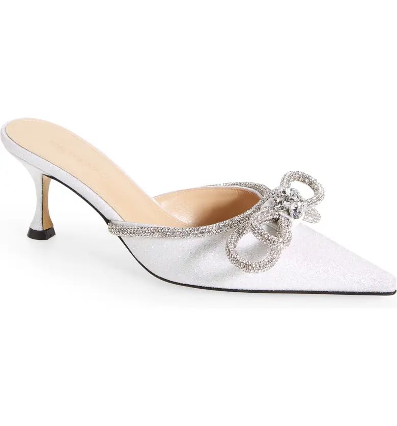 Mach & Mach Glitter Double Crystal Bow Pointed Toe Mule (Women) | Nordstrom | Nordstrom